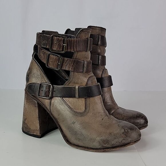 Freebird By Steven Teddy Triple Straps Women's Heeled Booties - Picture 1 of 14